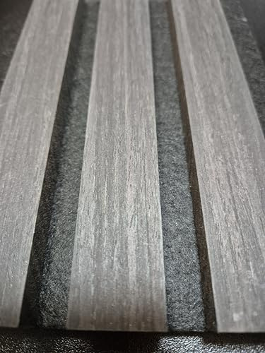 Acoustic wall panel, Real wood veneer fire retardent sound proofing panels 1200 x 600mm. Wall panelling for studio, creative workspace or content creation. Stunning strip wood panels (CHARCOAL)