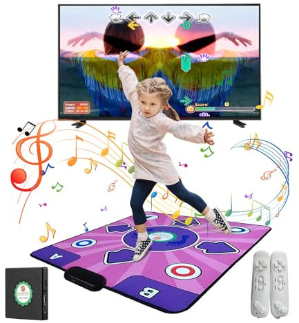 KAXIMON Einzel-Tanzmatte für Fernseher, rutschfeste Flanell-Tanzmatte mit chinesischem Kung-Fu-Lernen, kabellose Tanzmusik-Spielmatten für Kinder, Erwachsene, Jungen und M?dchen