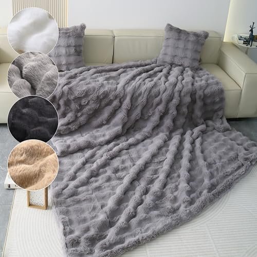Emilie-Textil: Luxus Kunstfell Decke – Extra Weiche und Kuschelige Fell Tagesdecke, Pflegeleicht, Hautfreundlich, Kuscheldecke in 4 Größen und Farben