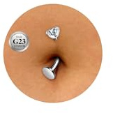 ESHIONER G23 Titan Bauchnabelpiercing Silber Bauchpiercing Belly Piercing Kurzer Stab Langer Nabelpiercing Weiß Bauchnabel Piercing Schmuck Damen Bauchnabelpiercing 14G 14MM Stablänge