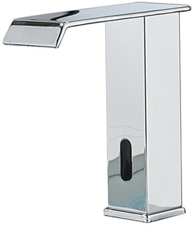Grifo de Lavabo Mezclador de Baño Grifo Mezcladores de Baño con Sensor de Agua Grifo de Cascada para Lavabo de Baño Grifo Automático de Latón con Sensor Infrarrojo Cromo A Bajo