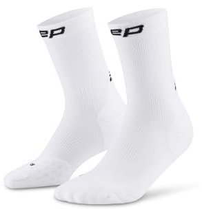 CEP CORE 5.0 MID CUT LAUFSOCKEN DAMEN – Leistungsstarke Kompression Socken Damen mit gezielter Stabilisierung, Air Channels und passgenauem Sitz – Ideale Laufsocken für lange Distanzen – Weiß/S