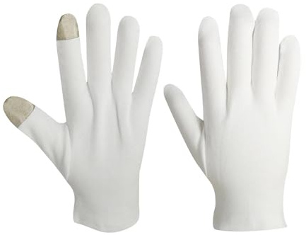 Guantes hidratantes - Guantes de algodón blancos | Guantes de humedad para las manos durante la noche, guantes de spa elásticos y gruesos reutilizables para manos secas