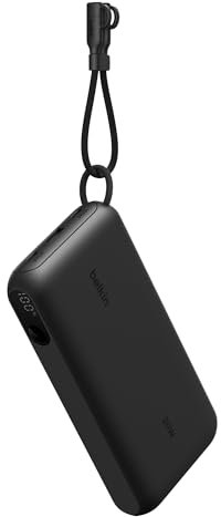 Belkin Batería Externa USB-C de 20 000 mAh, Power Bank con 2 Puertos USB Tipo C y 1 Puerto USB-A, Pantalla Digital, 20 W para iPhone 16 Series, Samsung Galaxy S25, Pixel 9, iPad y Otros, Negro