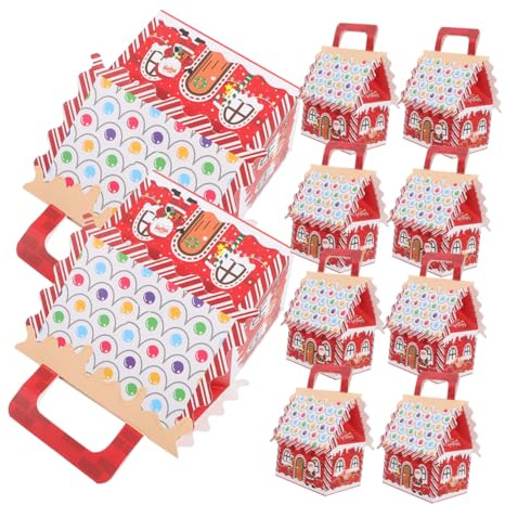 MAGICLULU 10 Piezas Caja de Dulces Navideños con Asa Cajas para Galletas de Jengibre para Dulces con Forma de Casita de Jengibre para Fiestas de Navidad y Eventos de Galletas
