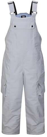 North Peak Kid Snow Bib Waterporoof Insulation Winter Overalls Ski Snowboard Pants for Boys Girls(6Y,Light Gray)