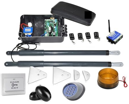 Motore per cancello scorrevole Kit di motorizzazione telescopico for motore for cancello a battente 12VDC 220VAC for supporto for cancello a doppia anta Batteria di riserva Y ad energia solare(Kit11 3