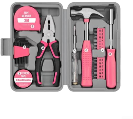24-Piece DIY Hand Tool Set with Hex Wrenches Measuring Tape Wire Cutters for Home Repair Projects