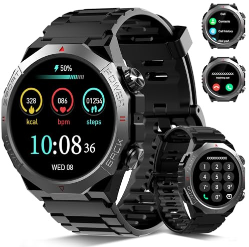 Montre Connectée Homme, 1.39 HD Militaire Smartwatch avec Appel Bluetooth, Smart Watch Homme avec 110+ Modes Sportifs/Cardiofrequencemetre/Sommeil, Etanche IP68 Montre Intelligente pour Android iOS