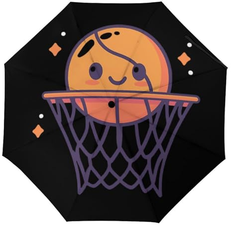Basketball Hoop Travel Umbrella Compact 3 Folding Manual Automatic Umbrellas for Rain Sun