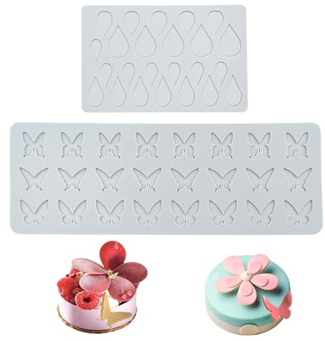 XCSJ Silikon Fondant Spitzenmatte, Blütenblatt Spitzenform und Schmetterling Silikonform, Silikon Spitze Matte für Kuchen Deko, Fondant, Desserts, Süßigkeiten, Basteln