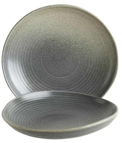 Bonna Hornfels Ripple - HORRPL19CK - Lot de 6 assiettes creuses Ø 19 cm - Porcelaine grise - Assiettes creuses pour le quotidien, les occasions et la restauration - Passe au lave-vaisselle et au