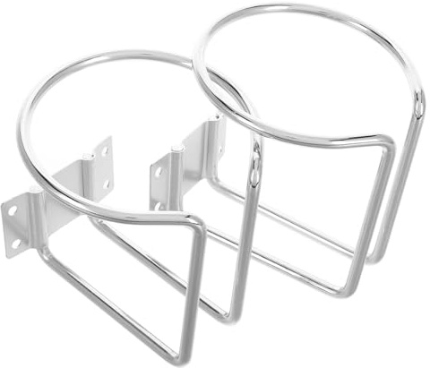 HOLIDYOYO 2pcs Wall Mount Cup Holder for Cars Boats Rvs Tractors Space-saving Easy Install Drink Holders with Elegant Silver Design Compatible with Water Bottles and Cans