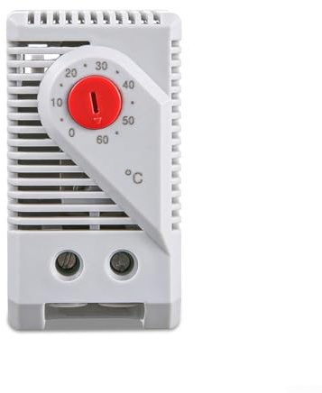 Mechanischer Bimetall-Thermostat DIN-Schienenmontierter Temperaturregler 0-60°C, kompakter Schalter für elektrische Heizungen, Ventilatoren, Alarmanlagen im Schaltschrank (KTO011)