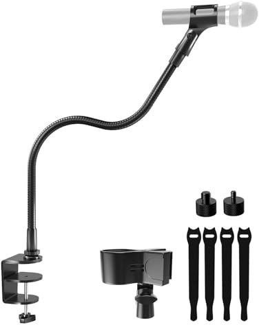 Etour 19-Zoll-Schwanenhals-Mikrofon Arm - mit Tischklemme – hohe Tragkraft und flexibler Schwanenhalsarm-Cliphalter für den Schreibtisch, 1/4„- und 3/8“-Adapter, ideal für Podium, Vorträge, Tonstudio