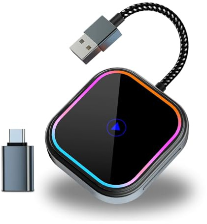 Adaptador CarPlay inalambrico Coche, Android Auto inalámbrico para Coche, Convertidor USB a Wireless con BT 5.2 y WiFi Dual 5G, Arranque automático y Baja latencia
