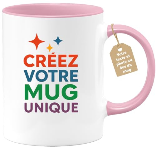 quotedazur Café-Croissant - Mug Personnalisable Homme Femme Photo Écriture Phrase Texte Logo Dessin Motif Tasse Café Personnalisée Recto Verso Prénom Cadeau Anniversaire Collègue Retraite