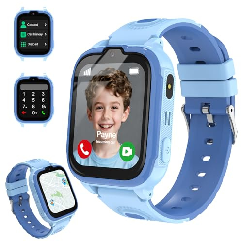 POFIBO 4G Kids Smartwatch with GPS Tracker – Video Call, Voice Chat, SOS, Games, Alarm Clock, School Mode, Flashlight, Smart Watch for Boys & Girls 4–16 Years(Blue)