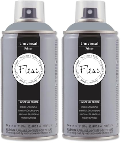 FLEUR DESIGNER'S PAINT | Primer Grigio a Base Solvente, Adatto per Superfici non Assorbenti, Fleur Primer Spray P02, Universale, Formato 300 ml (Confezione da 2)