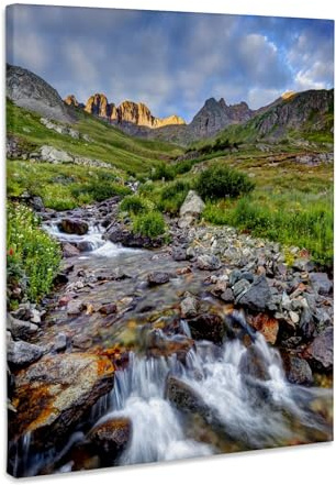 3dRose USA, Colorado. Sunrise on stream, American Basin, San Juan Mountains. Museum Grade Canvas Wrap 11x14
