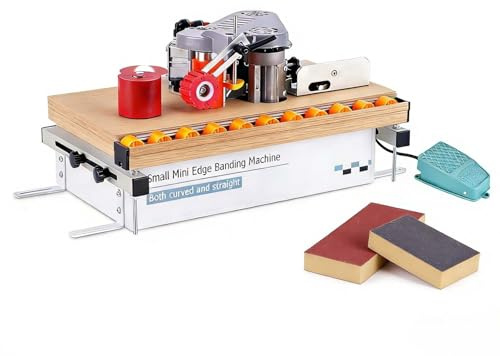 SIEEOUR Máquina De Cantear Compacta Y Portátil, Para Madera Y Tableros De Partículas, Encolado Doble Para Cantos Rectos Y Curvos, Velocidad Ajustable 0–6 M/Min, Para Carpintería,Diy