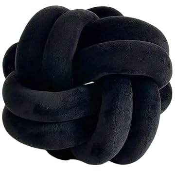 DUBTEDHOU Hand-woven Knotted Pillow, Hand-woven Knotted Handmade Art Deco Pillow Multicolor 22-28cm(Black,22cm)