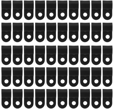 PAMINGONO 200 Pezzi Morsetti a R in Nylon Nero per Gestione Cavi 3/8 Pollice, Clip di Fissaggio Filo Resistenti, Portacavi Elettrici per Ufficio e Casa, Montaggio Sicuro e