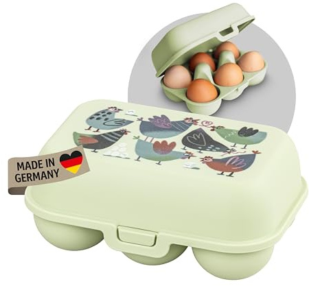 Koziol EGGS TO GO Eierbox per 6 uova, contenitore di conservazione con chiusura a clip, porta uova per frigorifero, cartone per uova in plastica, contenitore per uova, porta uova (6 uova, pistacchio)