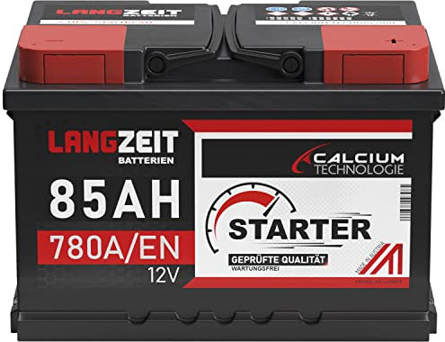 LANGZEIT Autobatterie 85Ah 12V 780A/EN Starterbatterie +30% mehr Leistung ersetzt Batterie 74Ah 72Ah 75Ah 77Ah 80Ah
