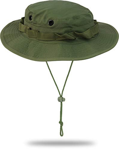 Storfisk fishing & more Boonie Hat Buschhut Sonnenhut aus Ripstop Material mit Belüftungsösen, Kinnband, Farbe :Oliv, Größe:S