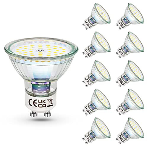 HiBay 10x 4W GU10 LED Bulbs Cool White Spot Lights Replace 35W Halogen 6000K 240V for Ceiling Spotlight Downlight Fitting
