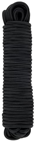Gecosac Tendeur Élastique Noir, 8 mm x 20 m, Corde en Polypropylène pour Fixation