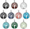 TOAOB 10pcs Tree of Life Charms Natural Gemstone Pendant for Jewellery Making 10 Colors Metal Frame Hollow Round Charms for DIY Necklace Bracelet Earring Craft Supplies