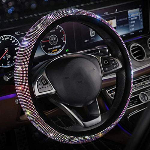 Herbests Lenkradbezug Glitzer, 38CM / 15'' Bling Bling Leder Lenkradhülle Auto Lenkradbezug für Damen & Mädchen,Universal Leder Lenkradabdeckung Anti Rutsch Lenkradschoner Diamant Auto Lenkradhülle