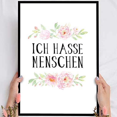 Elbeffekt Holzbild Ich Hasse Menschen - personalisierbar zum Hinstellen/Aufhängen optional beleuchtet, Freund mit Spruch auf Holz - Aufsteller Dekoration - persönliches Geschenk