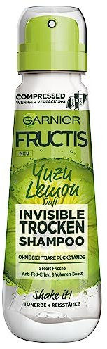 Garnier Shampoo Secco, Invisible, Anti Piastra, Capelli Grassi con Volum-Boost, Profumo Fresco Agrumi Yuzu Lemon, Fructis, 100 ml