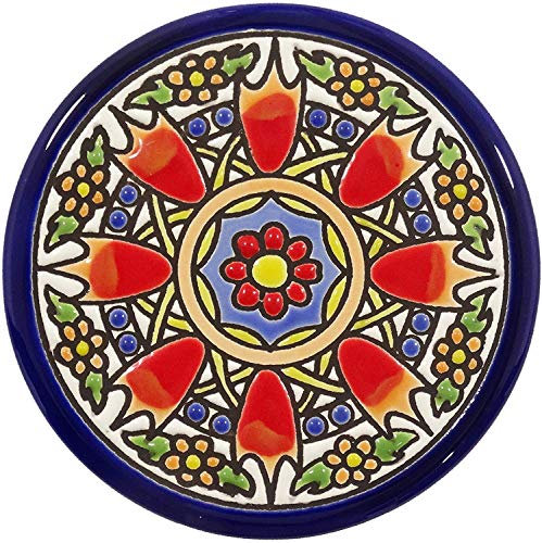 Platos Decorativos para Pared, Pintados a Mano con la técnica de la Cuerda Seca 9 CM