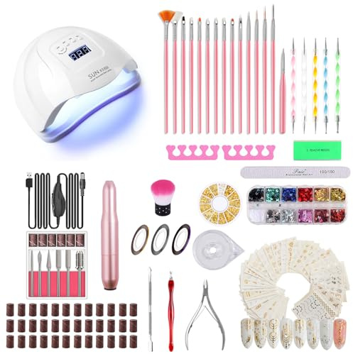 117 st bärbar elektrisk nagelfil set med 72 W UV LED nagellampa gel nagellampa manikyr torklampa akryl naglar gel poleringsverktygssats