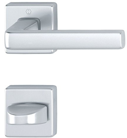 HOPPE Drückergarnitur DUBLIN Rosette eckig WC, Aluminium silber eloxiert