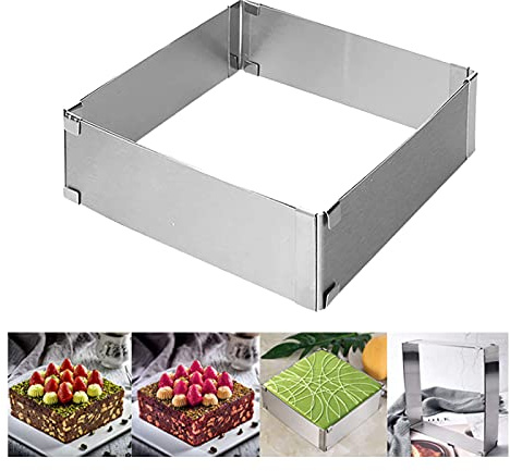 Cadre à Pâtisserie Rectangulaire Moulle Rectangulaire Patisserie Inox Cadre Pâtisserie Carré Moulle Rectangulaire Patisserie Tarte Moule à Mousse Réglable Rectangulaire Réglable Cadre pour Gâteau