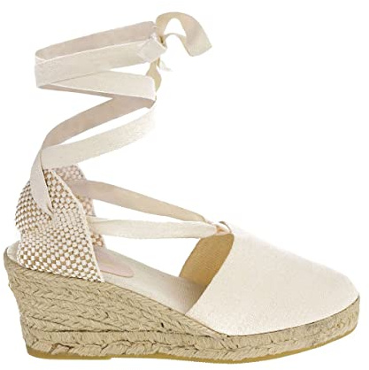 PAYMA - Sandali Classici da Donna con Zeppa in Juta Sparto. Cinturini alla Caviglia. Fatto in Spagna. Zeppa di Media Altezza. Suola Interna Imbottita in tessuto. Colore: Beige. Taglia: EU 40