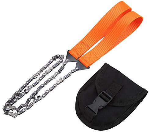 Scie à Main Portable, Chaîne de Corde avec Pochette Transport Pliante Survie D'urgence pour la Coupe du Bois Randonnée le Camping Chasse L'équipement Portable Sac Outil Portative et L'extérieur