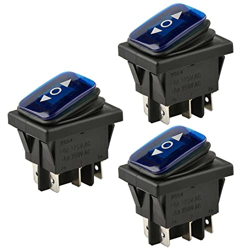 ETOPARS 3 Stück 12V 20A Kippschalter für Auto Nebel LED-Lichter Blau Rastschalter Hebelschalter Drucktaster Wasserdicht 6Pin EIN AUS EIN 3 Positionen