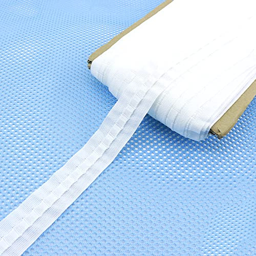 Duories Universal Weiß Gardinenband Faltenband Falten Breite 25 mm x 30 m Polyester Vorhangband Kräuselband Vorhang Reihband Gardinen Überschrift Band zum Aufnähen für Gardine Haken