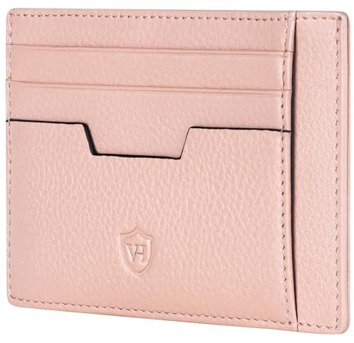 VON HEESEN Echtleder RFID Kartenetui aus Nappa-Leder - 9 Fächer - Querformat Kreditkartenetui für Damen & Herren (Rose)