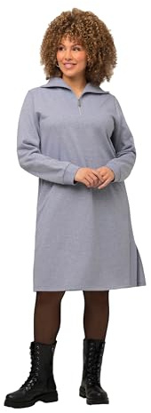 Ulla Popken Women's Sweatshirt Dress with Troyer Collar Dresses, Light Grey mélange, 20/22