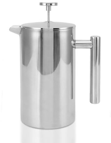 ANKROYU French Press Kaffeekanne, 304 Edelstahl French Press Kaffeemaschine mit isolierten Wänden, Kaffeepresse mit dreifachem Edelstahlfilter, Große Kapazität French Press Kaffeebereiter