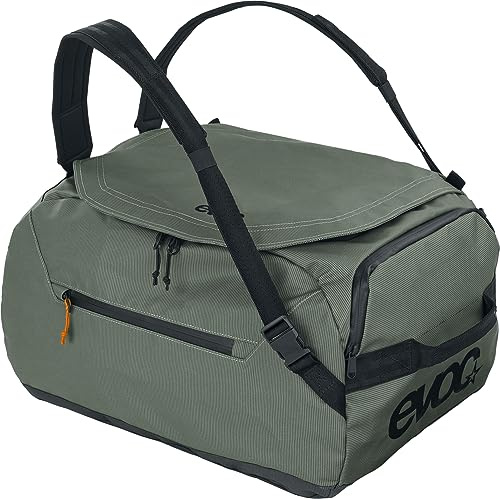 EVOC Duffle Bag 40 Reisetasche, Dark Olive - Black | Sporttasche, wasserfestes und 100% PVC-freies Tarpualin, gepolsterte Schultergurte, Volumen: 40l, Gewicht: 865 g