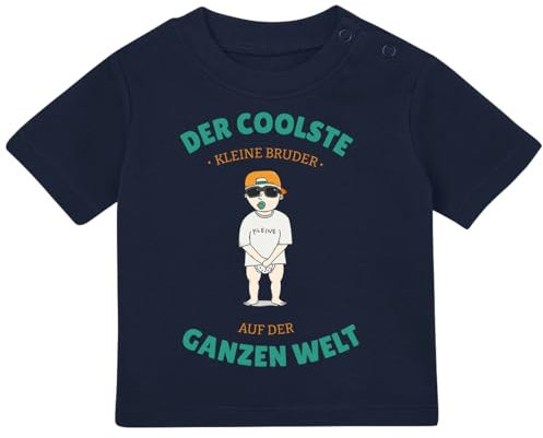 Baby Tshirt in Dunkelblau 0-36 Monate mit Druck T-Shirt mit Spruch Der coolste kleine Bruder auf der ganzen Welt T-Shirt für Kleinkind 0, 1, 2, 3 Jahre