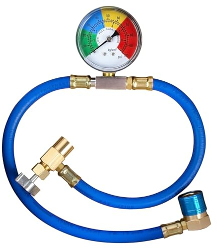 BACOENG R134a Kältemittel Aufladeschlauch [65cm Länge] Klimaanlage Ladeschlauch mit Messgerät für Auto, 1/2 Gewinde